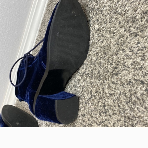 Beautiful velvet Navy Blue Ankle boots size 11 - Picture 3 of 4